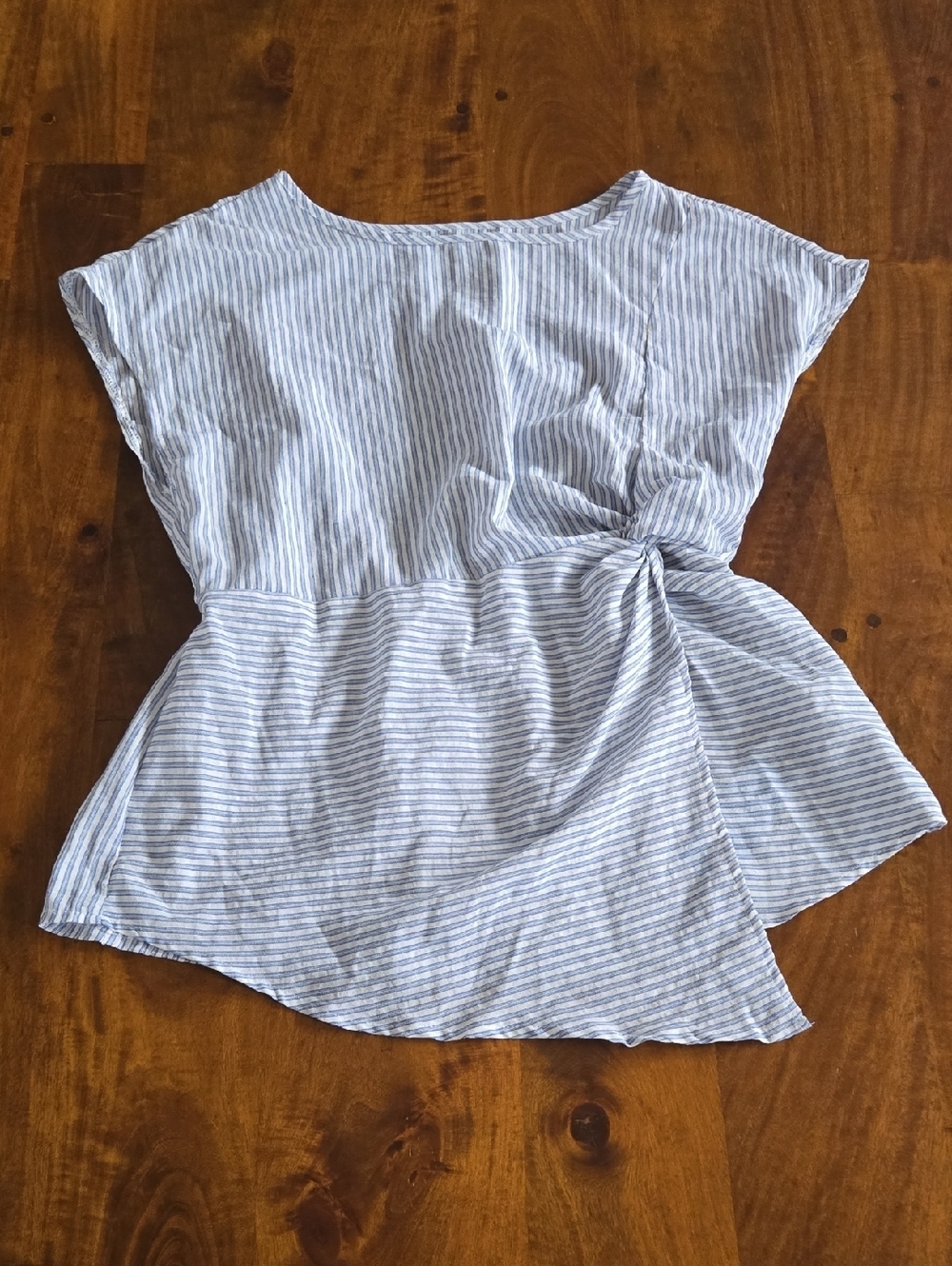 NWT Cupshe Blue & White Striped Twist Waist Peplum Cotton Top Size Medium